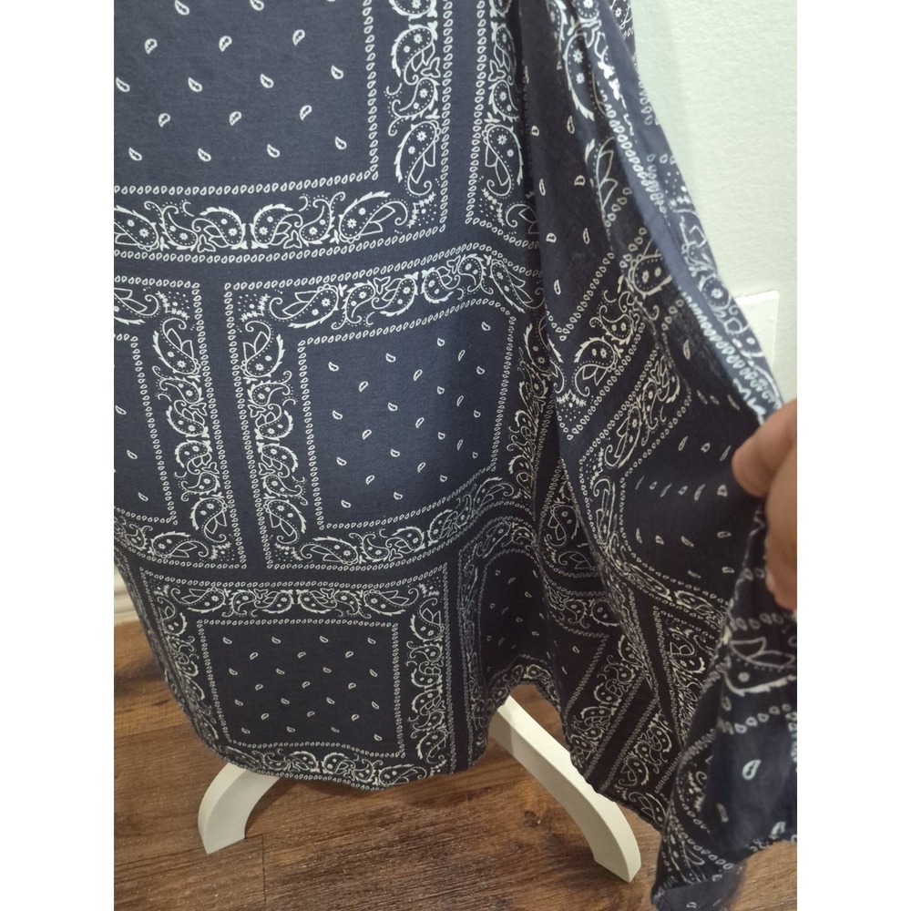 Sundance Medium Navy Blue Bandana Print Wrap Midi Skirt Boho Western Paisley - Picture 3 of 8